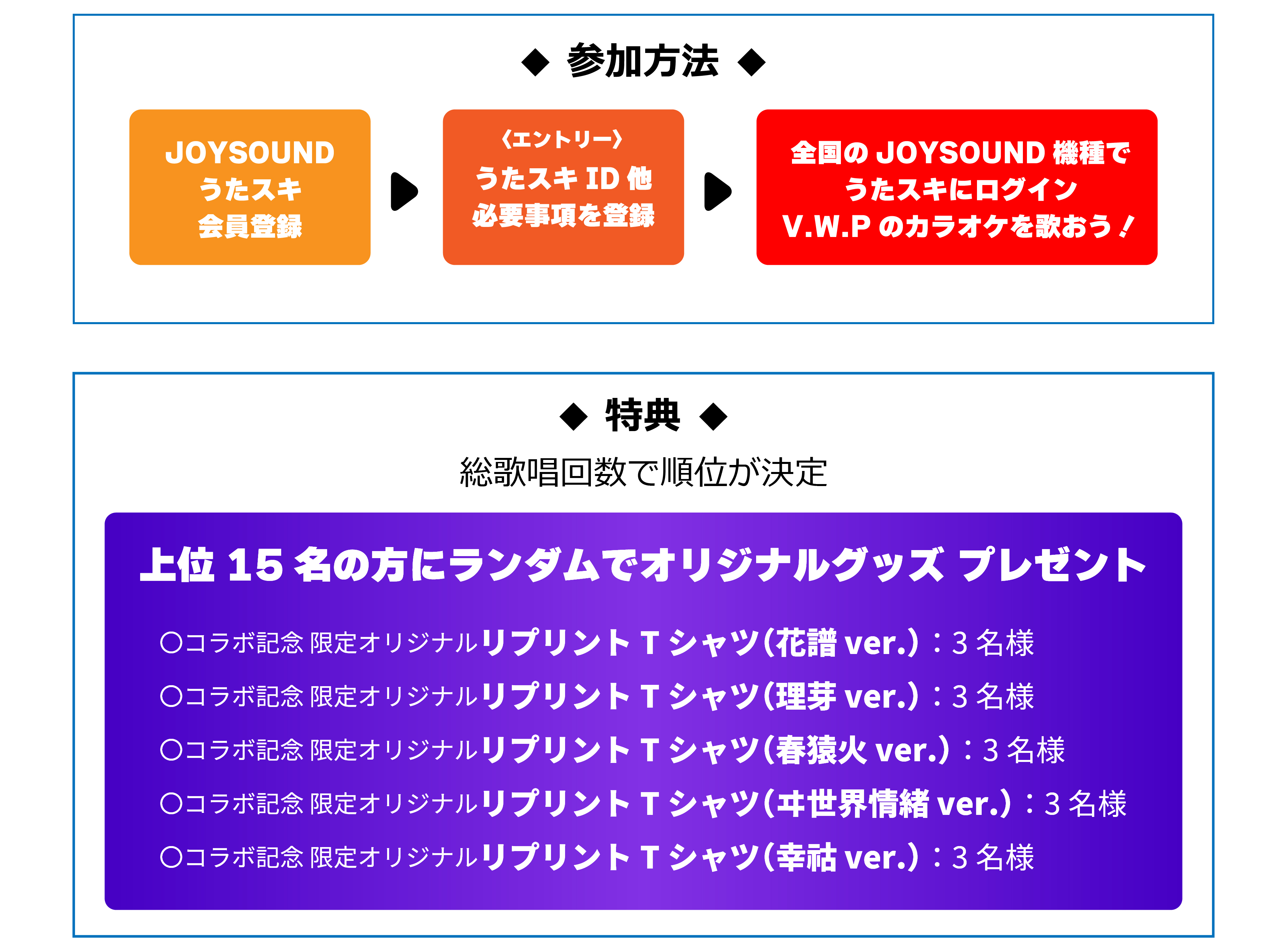 V.W.P 歌唱キャンペーン、エントリー